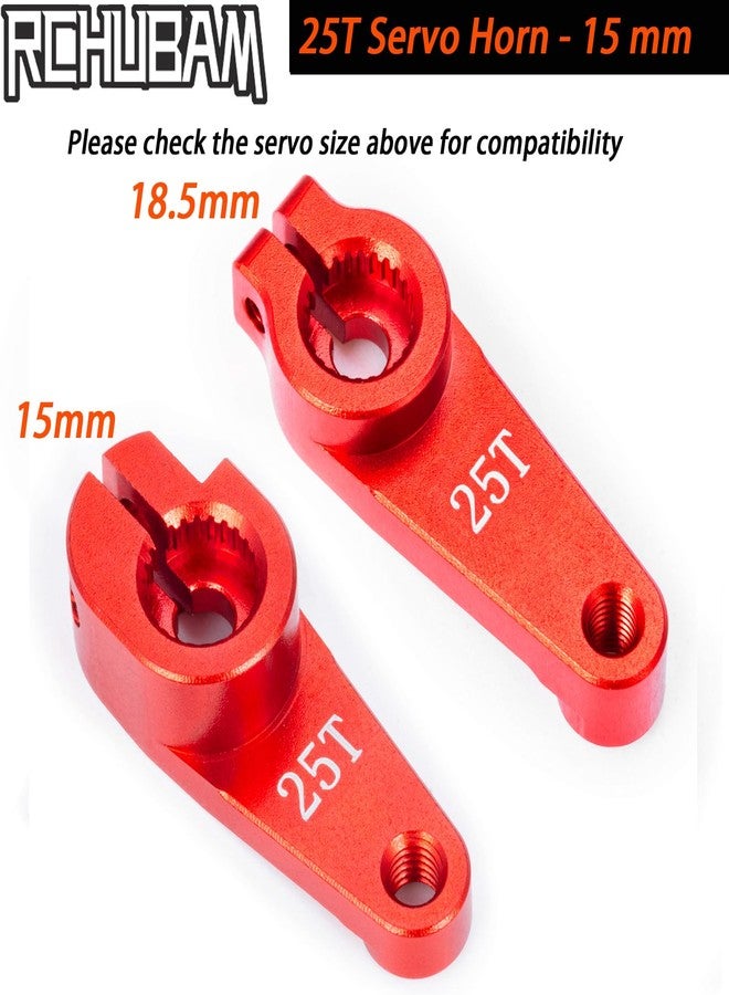 RCHUBAM Aluminum 25T Servo Horn 1/10 RC Steering Arm Server Rocker Compatible with Futaba Savox Power HD HSP Servos Motor 1/10 RC Car Truck,Red (2Pcs 25T (15mm)) - Image 4